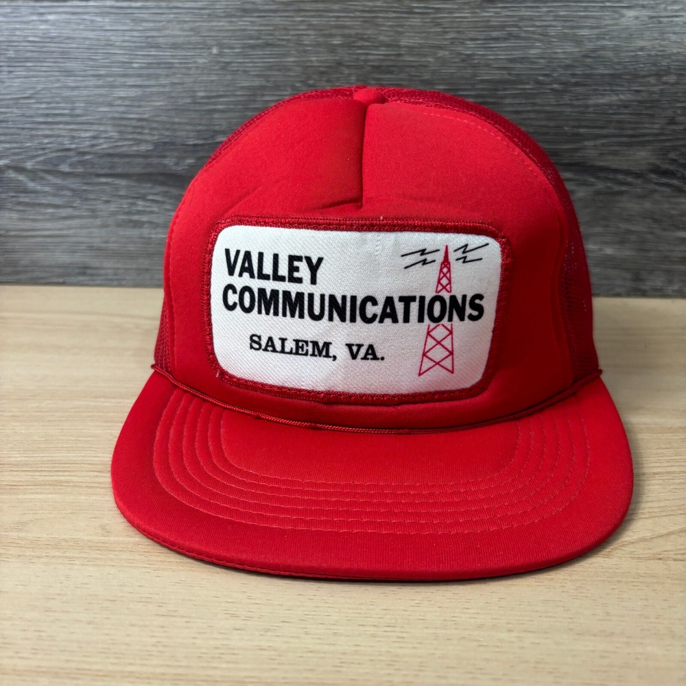 Vintage Valley Communications Hat Cap Snapback Red Trucker Salem Virginia